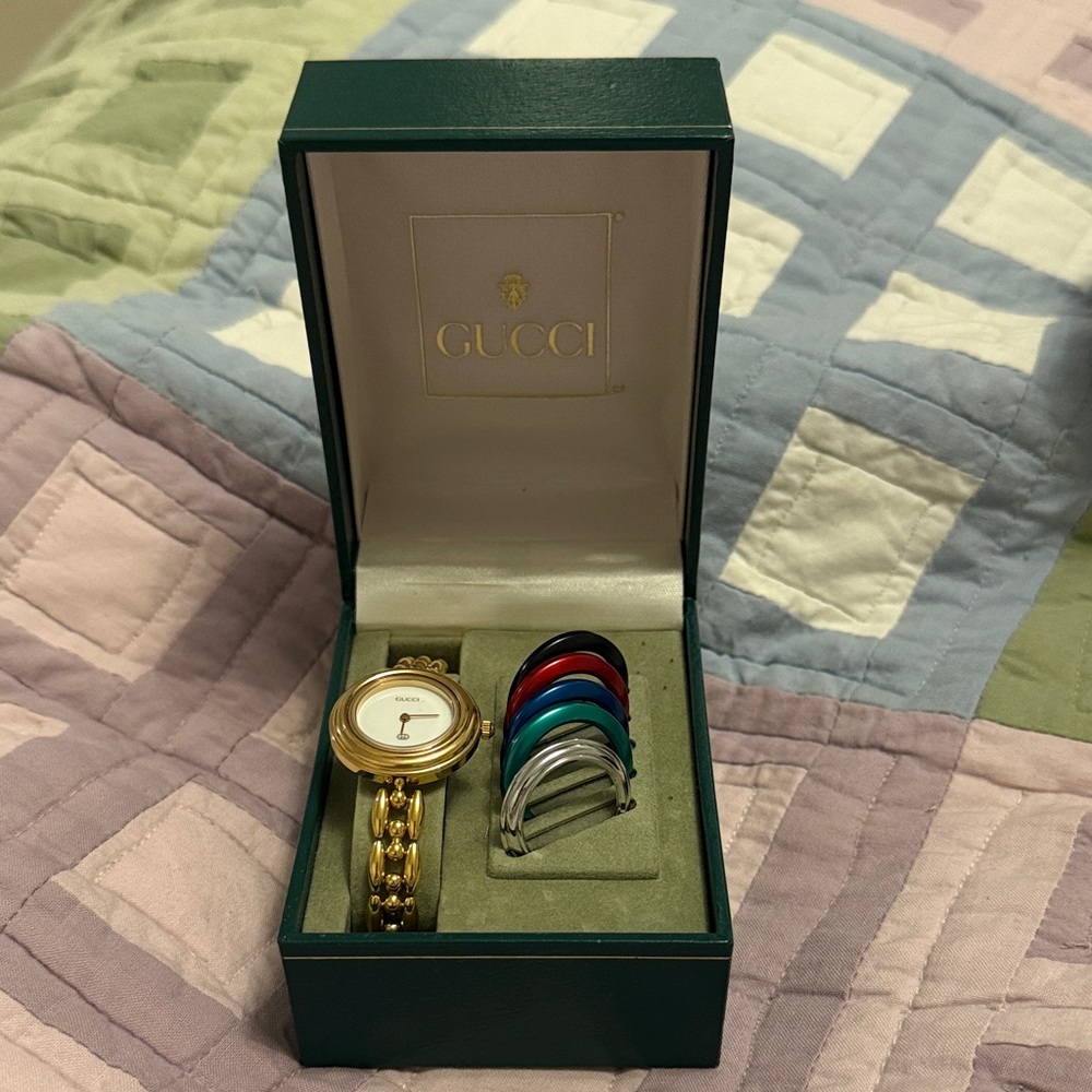 Gucci Gold Watch with Colorful Bezels